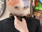Black Denim Jacket with Leopard Print Collar, Graphic Patches, Women's — photo 6