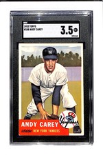 1953 Topps #188 Andy Carey - New York Yankees RC SGC 3.5