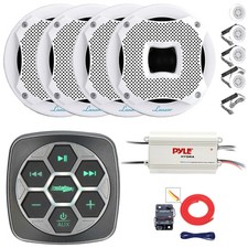 Metra Bluetooth Marine Controller, 4x 6.5" 450W Component Kit Speakers, Amp, Kit