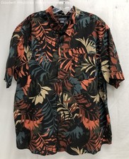 Men's Eddie Bauer Black Multicolored Leaf Print Button-Up Shirt Size 2XL