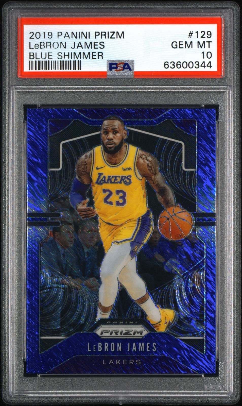 2019 Lebron James Panini Prizm #129 Blue Shimmer PSA 10