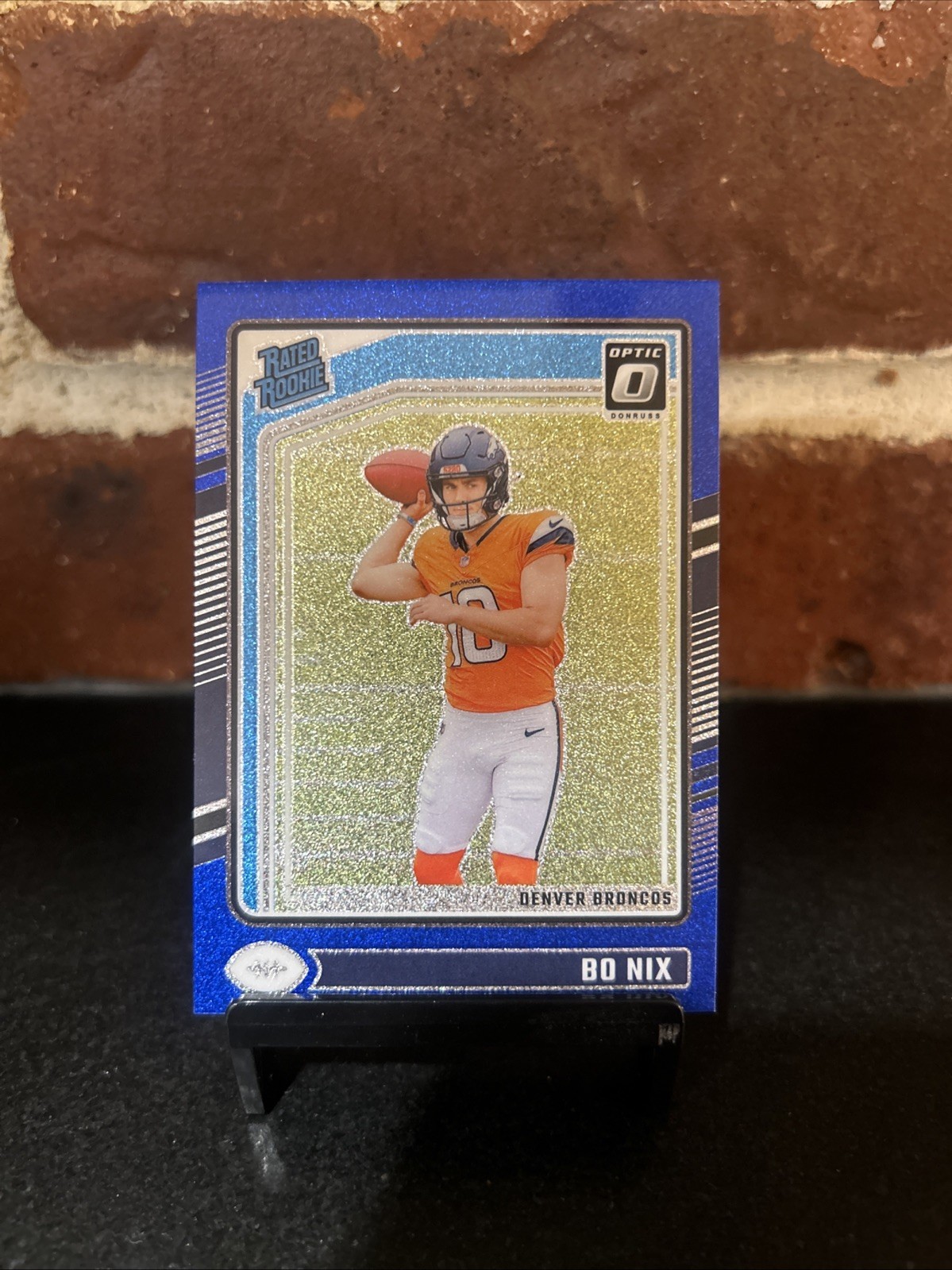2024 Panini Donruss Optic - Rated Rookie Bo Nix #209 Blue Glitter Prizm (RC)