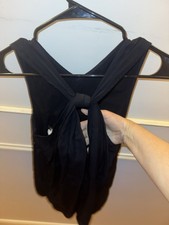 Helmut Lang Women's Black Sleeveless High Neck Tank Top Flowy Open Back XS