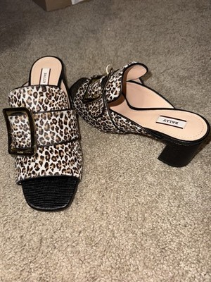 Bally Janaya Leopard Calf Hair Square Roe Sandals NIB Size 7