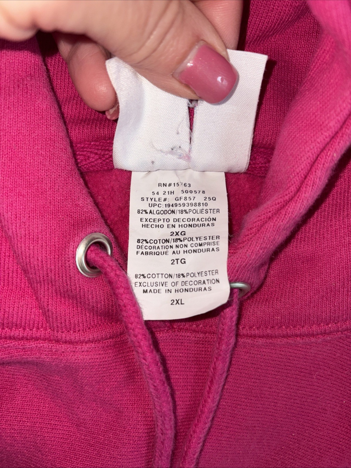 Champion Reverse Weave Logo Graphic Pullover Hoodie Hot Pink Women's Large image 5