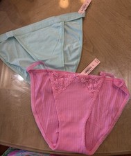 BNWT Victoria's Secret 2-Pack Bikini Panties Size S Lace Bow Cotton Blend