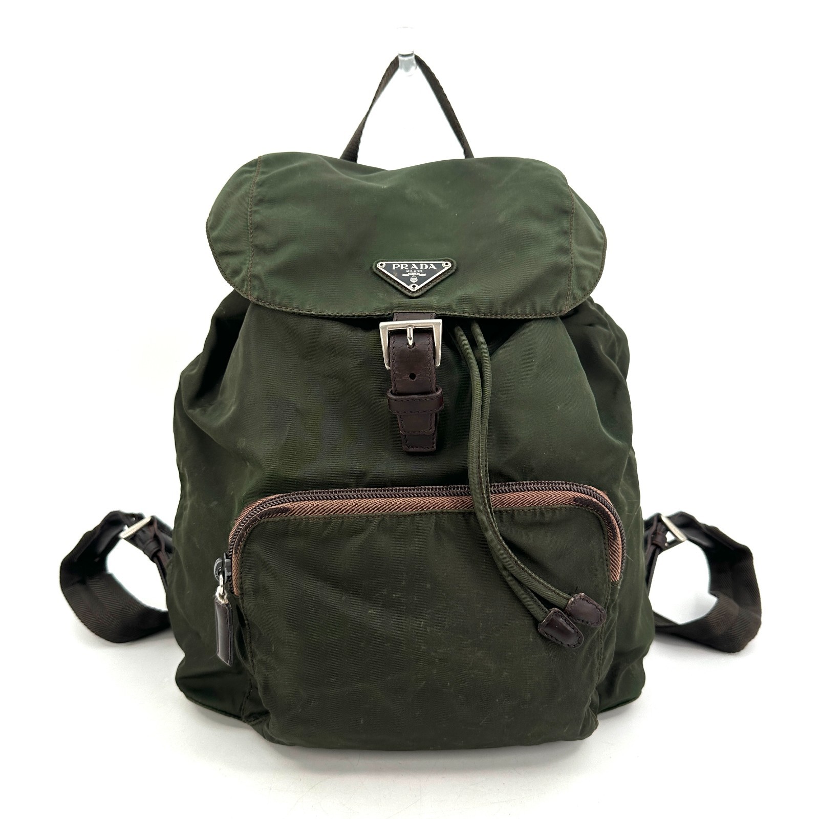 PRADA  Nylon Backpack Triangle Logo Drawstring Gr… - image 2