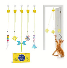 Interactive Cat Feather Toys 5 Pcs Cat Teaser Retractable Hanging Indoor Kitten