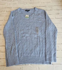 Women's Size Large Karen Scott Cable Knit Sweater In Light Blue Heather-NWT