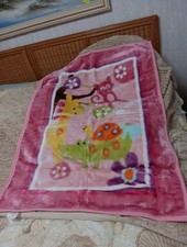 Lambs Ivy Pink Baby Girl Very Soft Plush Blanket 30"x 42" Woodland Animals