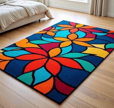 Colorful Modern Floral Tufted Rug | Vibrant Handmade Carpet for Living Room