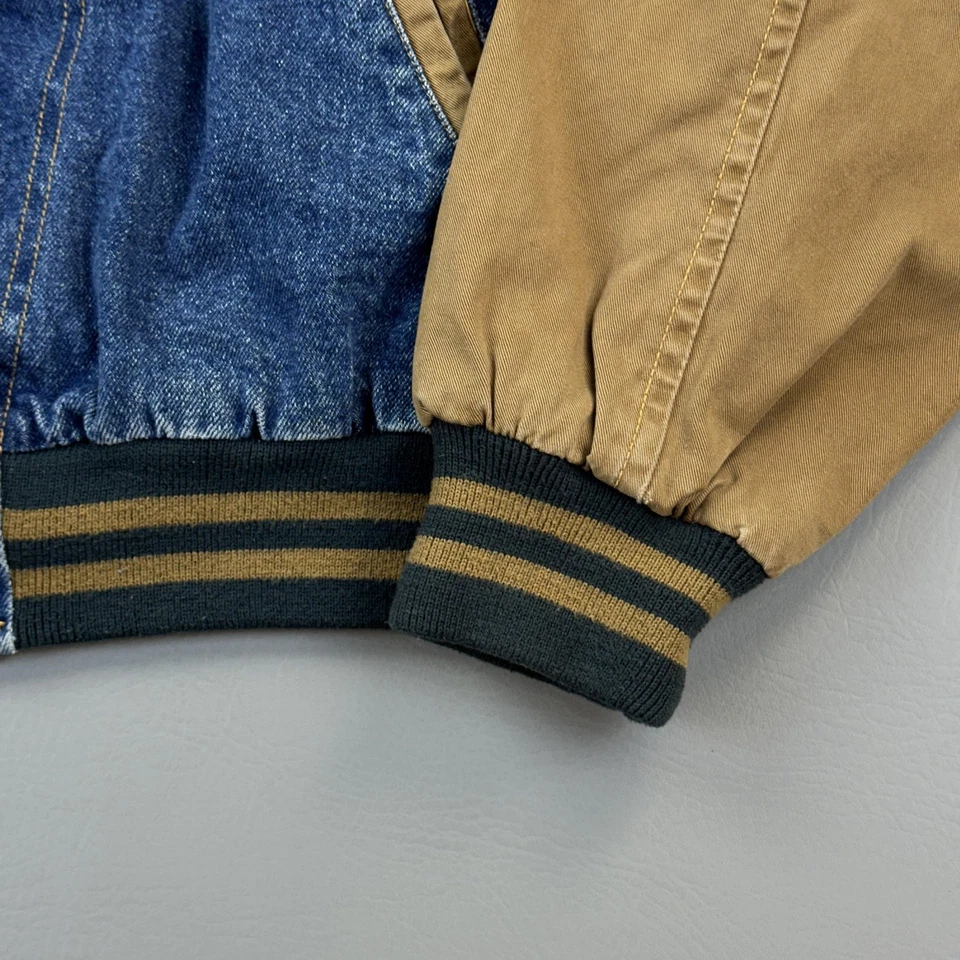 Chaqueta de bombardero universitaria Dunbrooke Denim vintage para hombre mediana azul tostado ropa de trabajo años 90 Foto 3 de 4