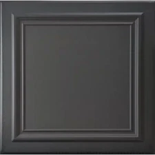 Line Art Black Matte 1.6 Ft. X 1.6 Ft. Decorative Foam Glue up Ceiling Tile (21.