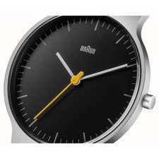 Braun Orologio Uomo Quarzo Con Cinturino In Pelle - Design Dieter Rams, Cassa Acciaio