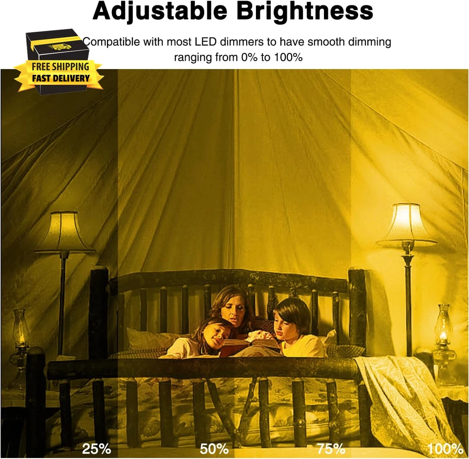 A19 Glass LED Yellow Light Bulb, 6W(60W Equivalent) E26 Base, Dimmable LED Yello - Image 4 of 4