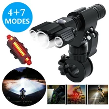Super Bright Outdoor LED MTB Bike Headlight Front Rear Light Set USB Rechargable