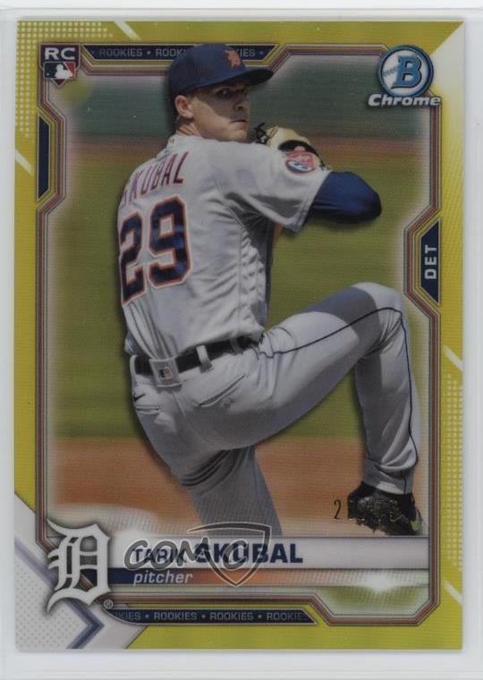 2021 Bowman Chrome Yellow Refractor /75 Tarik Skubal #28 Rookie RC