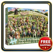 Jigsaw Puzzle 1000 Pieces for Adults Dog and Flower Scene
