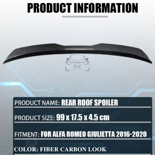 Spoiler Posteriore Carbonio Lucido Alfa Romeo Giulietta 2010-2020 Plug&Play - Immagine 2 di 4