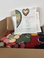 Vtg Floral Heart  Latch Hook Rug Kit  30x29 Mary Maxim  20561