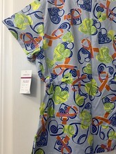 Uniform Ladies Scrub Top XL Multicolor New With Tags Cancer Awareness Symbol