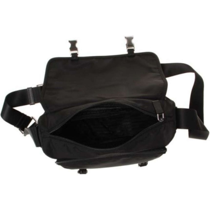 ショルダーバッグ PRADA Black Re-nylon crossbody bag (2VD769VXLO2DMH F0002) Prada Black Re-Nylon Brushed Leather Silver-Tone Triangle
