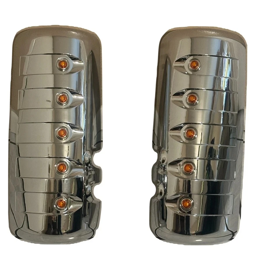 Kenworth T680-T880 Driver/Passenger Side Mirror Covers w 3/4" Amber LED Lights - Image 3 of 3