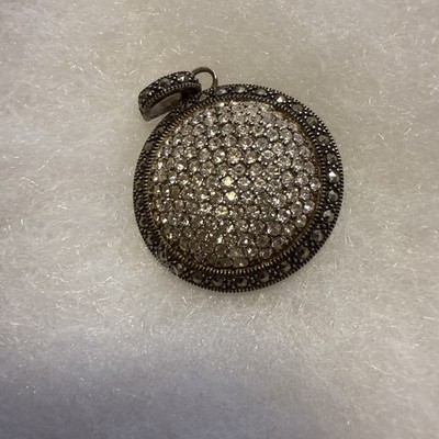 Lavish By TJM Sterling Silver Cyrstel Dome Pendent Necklace
