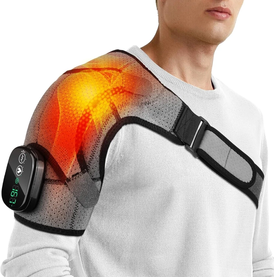 AFDEAL Electric Heated Vibration Shoulder Massager Wrap Rotator Cuff Brace Pain Relief