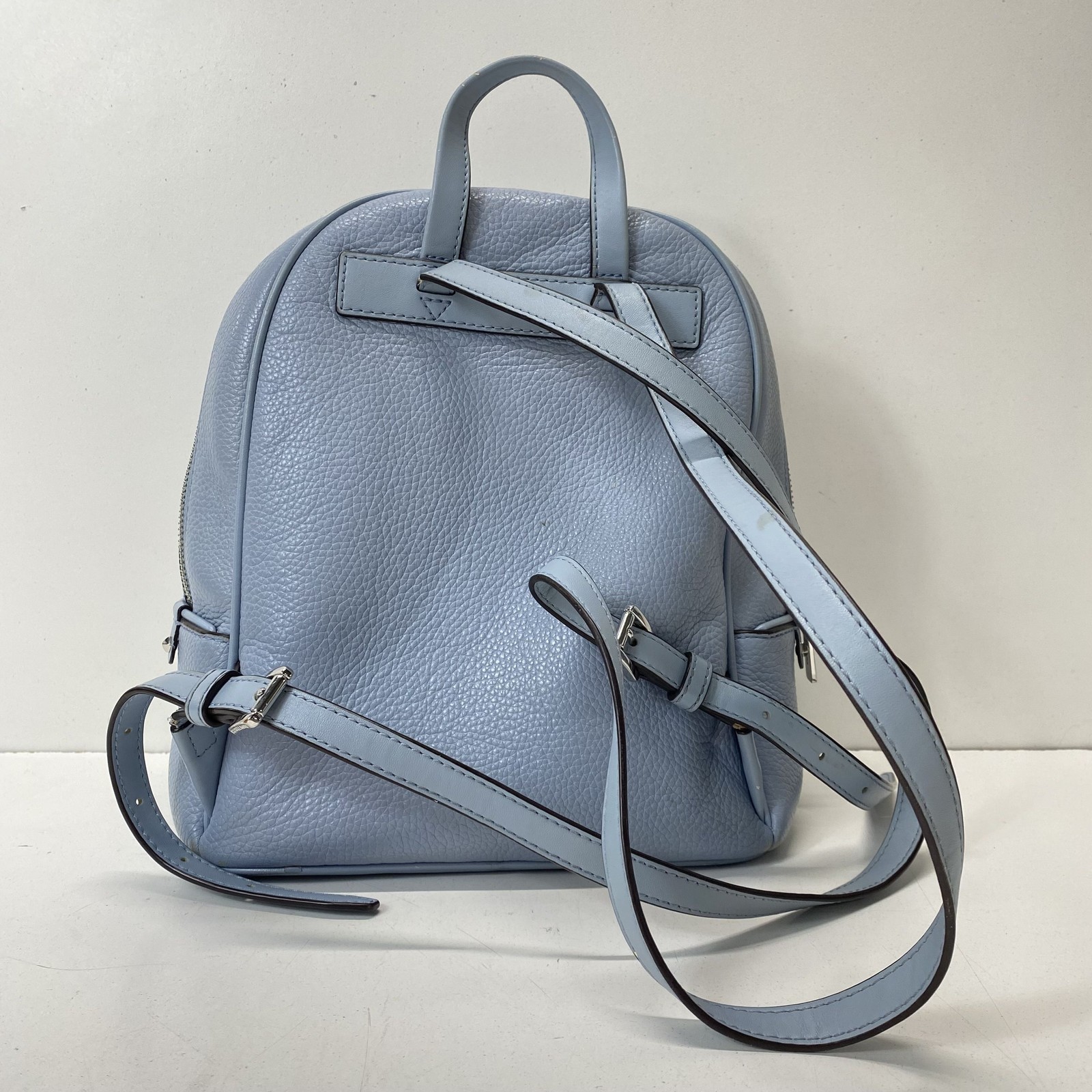 Michael Kors Light Blue Solid Leather Zip Backpack - image 2
