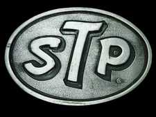 TA11159 VINTAGE 1970s **STP** MOTOR OIL COMPANY ADVERTISEMENT BERGAMOT BUCKLE