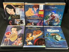 6x Disney DVD Bundle! Mulan/Snow White/NEMO/Beauty&Beast/Fantasia/Sleeping B.