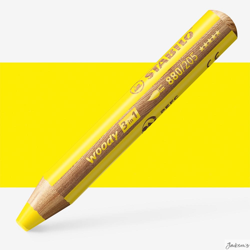 Stabilo Woody 3 In 1 Coloured Pencil PEFC Wood Yellow For Drawing Craft