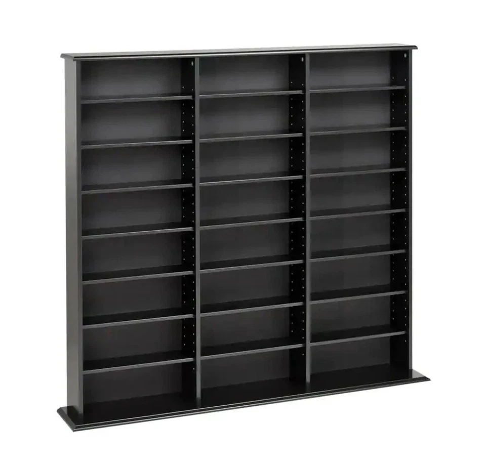 Gabinete de almacenamiento multimedia de madera negra CD DVD VHS organizador de películas estante de montaje en pared NUEVO Foto 4 de 4