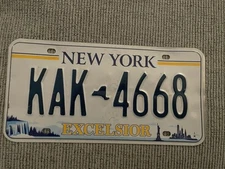 NEW YORK NYC HTF EXCELSIOR LICENSE PLATE  KAK-4668  Collectable or Man Cave