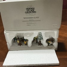 Department 56 Heritage Village Woodsmen Elves Set of 3 Hand Painted Porcelain C…