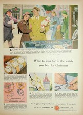 Original 1949 Vintage Print Ad: The Watchmakers of Switzerland for Christmas