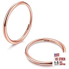 G23 Titanium Hoop Earrings for Women Men 10mm Rose Gold Tone 2 Pcs