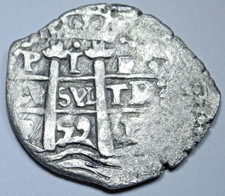 1659 Dated Shipwreck Spanish Bolivia 1 Reales Cross Pirate Treasure Cob 1R Coin