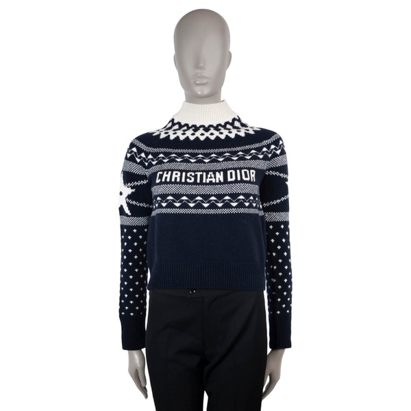 Pull Christian Dior Laine Cachemire Bleu Marine XS