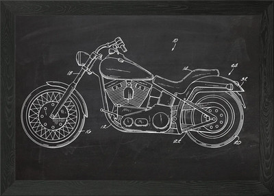 Motorrad Zeichnung gerahmtes Wandbild Poster Leinwanddruck Bild