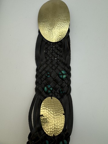 Braided Leather And Brass Belt Fully Adjustable Up To 39 In Waist - Picture 3 of 7