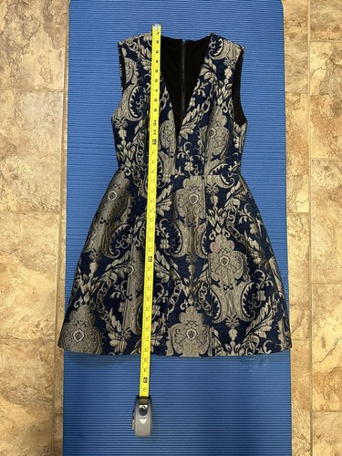 Alice + Olivia Floral Navy Blue Fit & Flare Dress Size 2 - Picture 2 of 5