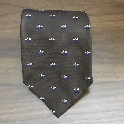 ALTEA Men's 100% Silk Classic Necktie ITALY Designer FLORAL Brown & Blue
