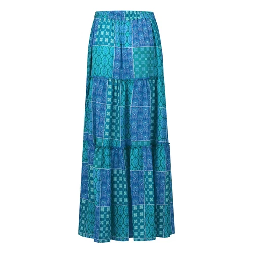 Bohemian Rock Patchwork Langrock Boho Ethno Print Maxi Retro A-Linie Plissee - Bild 6 von 40