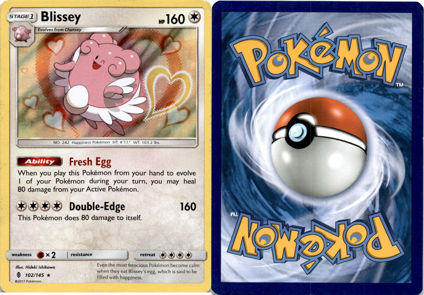 2017 Pokemon, Guardians Rising, #102/145 Blissey, Holo Rare