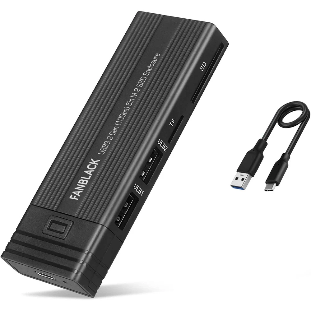 Usb Hub 5in1 with Caddy Enclosure 240GB M.2 SATA NVMe PCIe 2280 Micro SD Reader