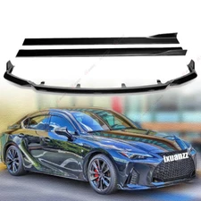 For 21-25 Lexus IS350 F-Sport Front Bumper Lip Spoiler 86.6in Side Skirts Kit