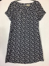 HUSH Dress Black White Ditsy Floral Shift Boat Neck Holiday Casual Summer S / M