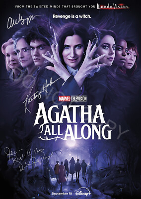 Kathryn Hahn  +5 Members Cast Agatha All Along  Autograph Photo RP 12x8